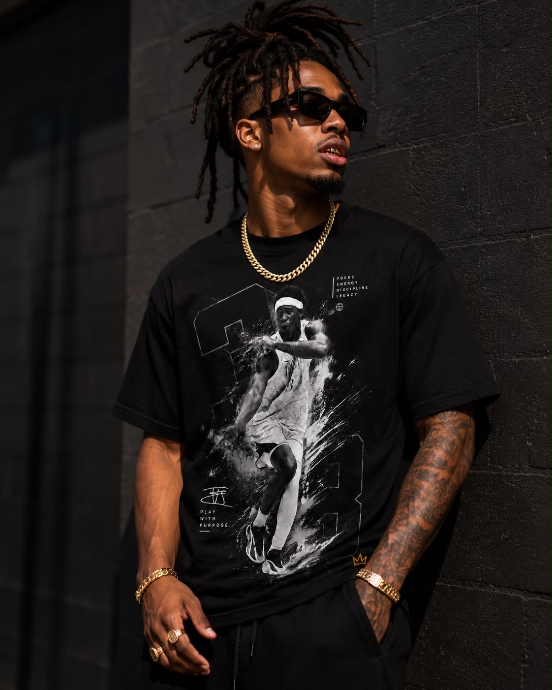 Black Rise Together statement tee